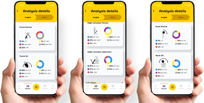 Tre screenshot dell'applicazione